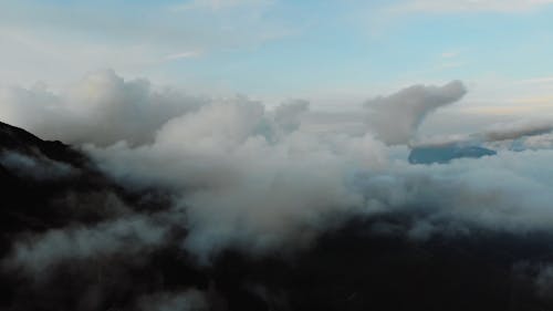 Aerial View of Clouds and Mountains