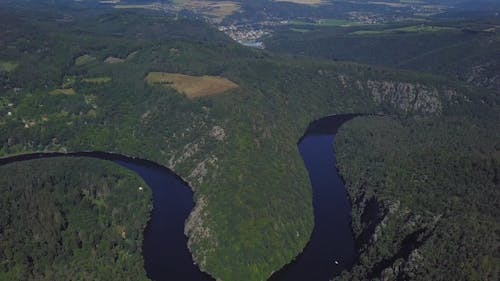 Aerial Footage of a River and Mountains 