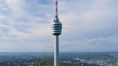Aerial Video of Stuttgart TV Tower in Germany