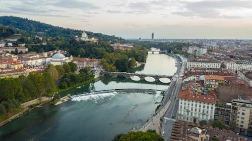 Beautiful City by the River Captured in Time Lapse