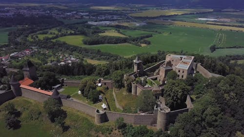 Drone Footage of a Castle on the Mountain