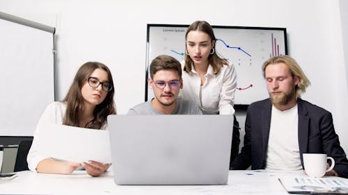 Young People in Office Meeting