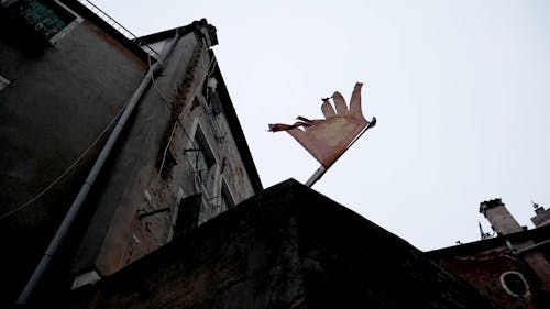 Flag and Antique Building