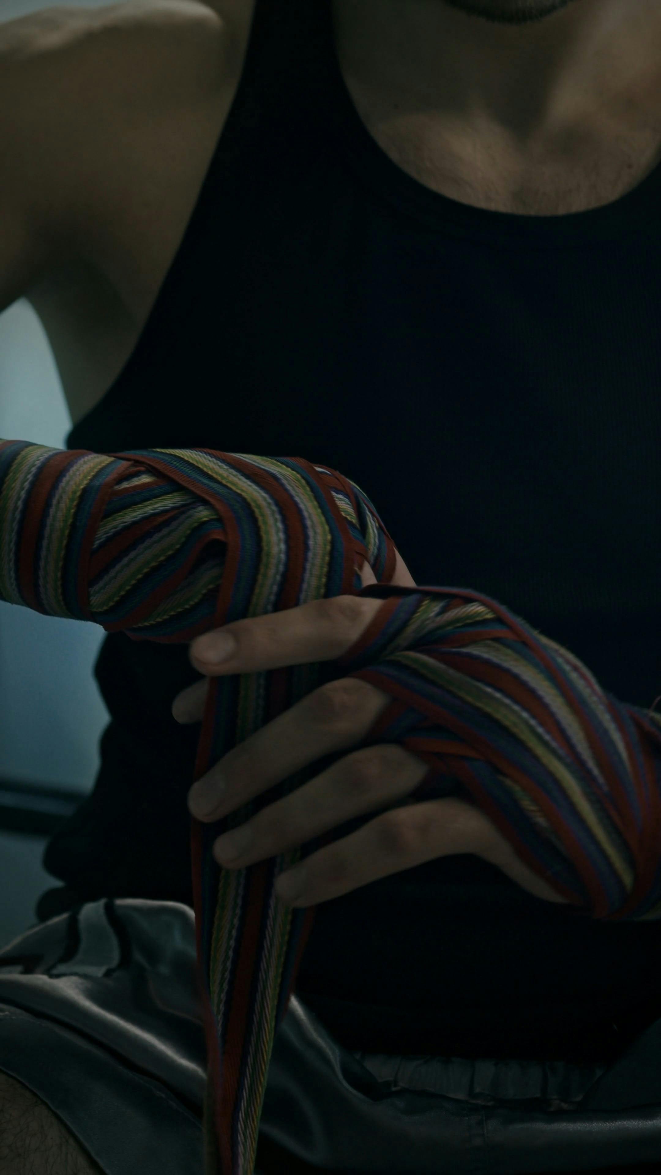 Man Wrapping his Hands for Practice · Free Stock Video