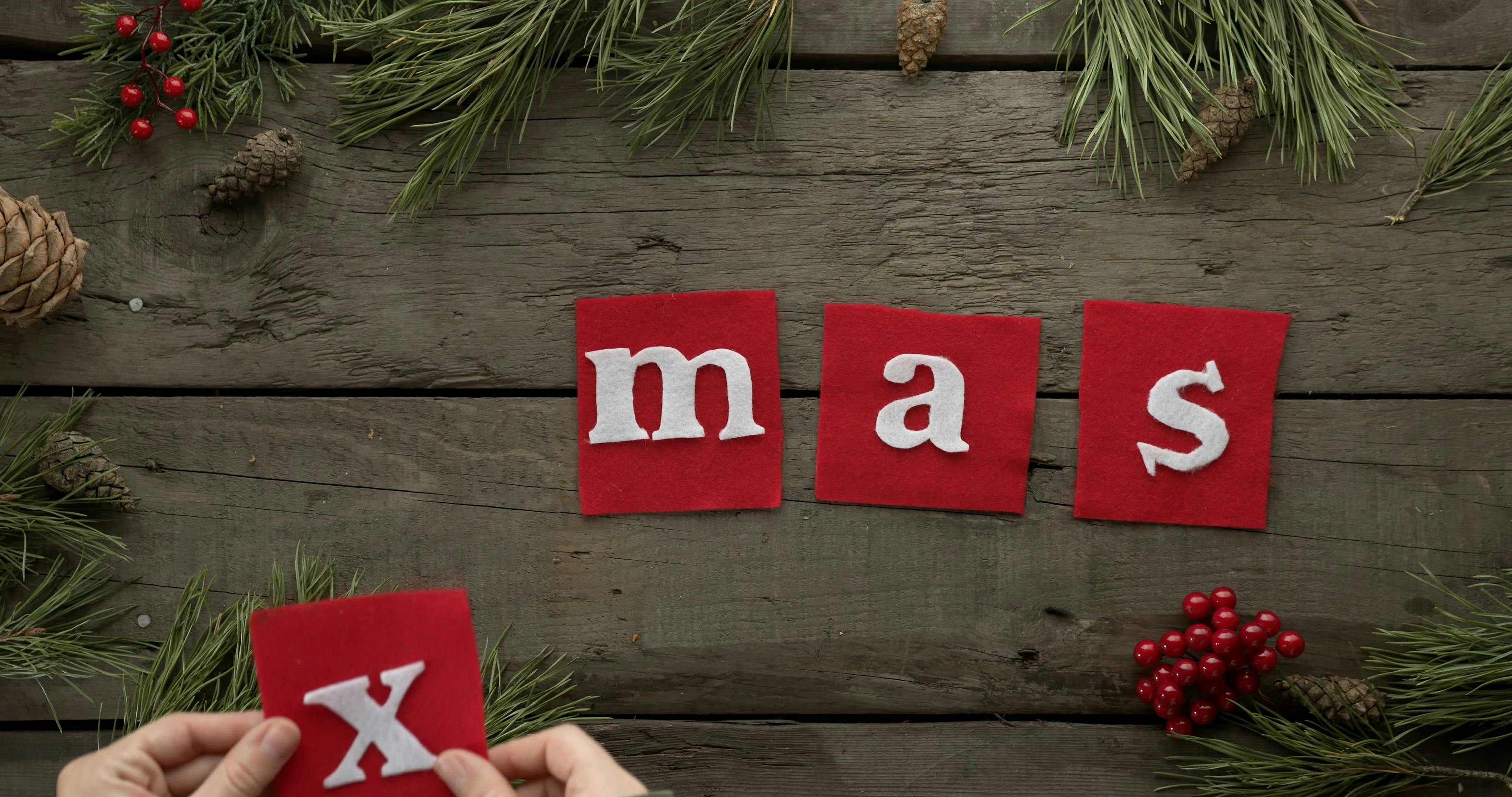 Completing the Word Xmas Free Stock Video Footage, RoyaltyFree 4K & HD