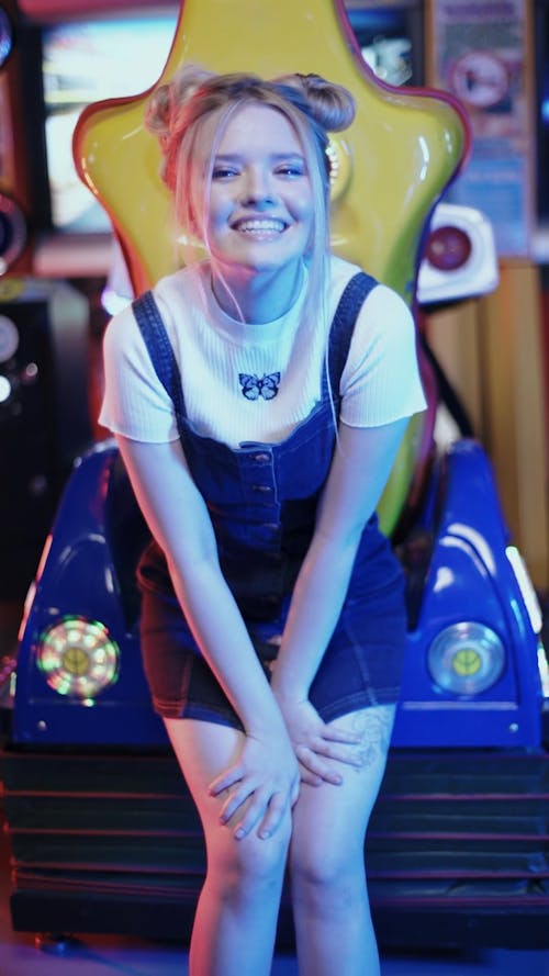 Young Cheerful Girl at a Amusement Park