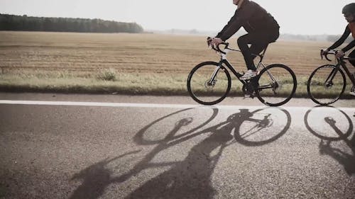 Three Cyclists on Road