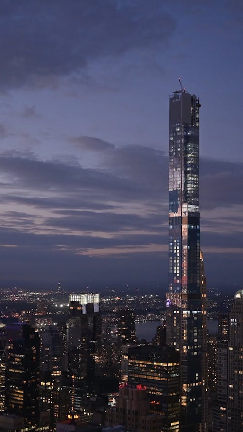 Top View of a Skyscraper at Night 