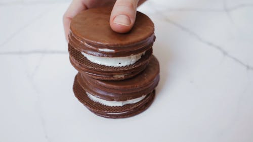 Close Up Shot of Chocolate Sandwich Cookies