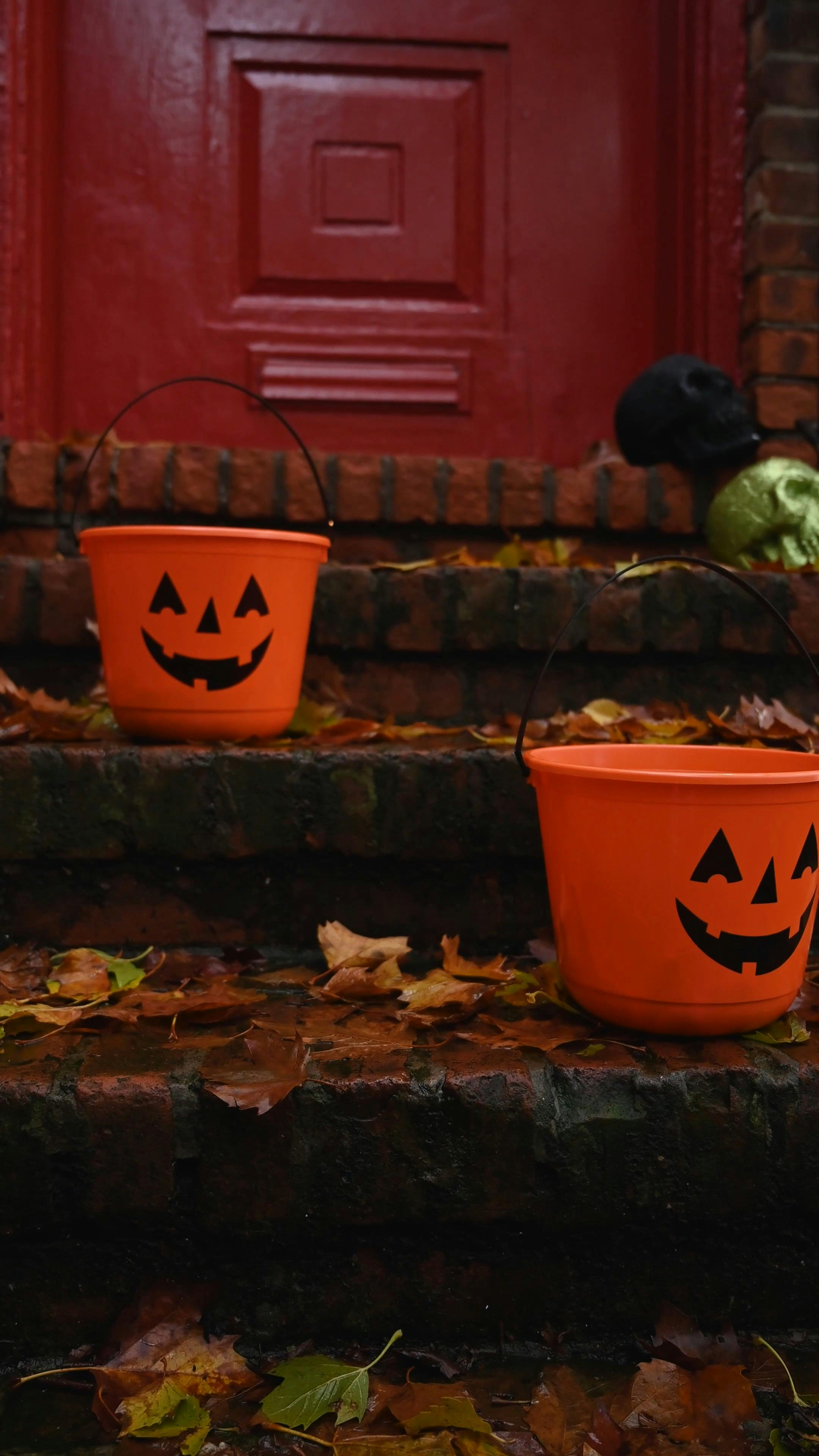 Halloween Buckets In the Patio · Free Stock Video