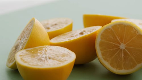 Close Up Shot of Sliced Lemons