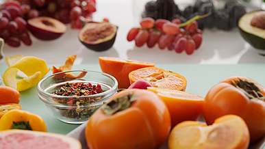 colorful food on a green table