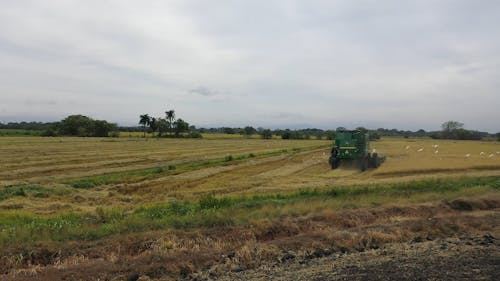 Drone Footage of a Tractor Working on a Agricultural Field