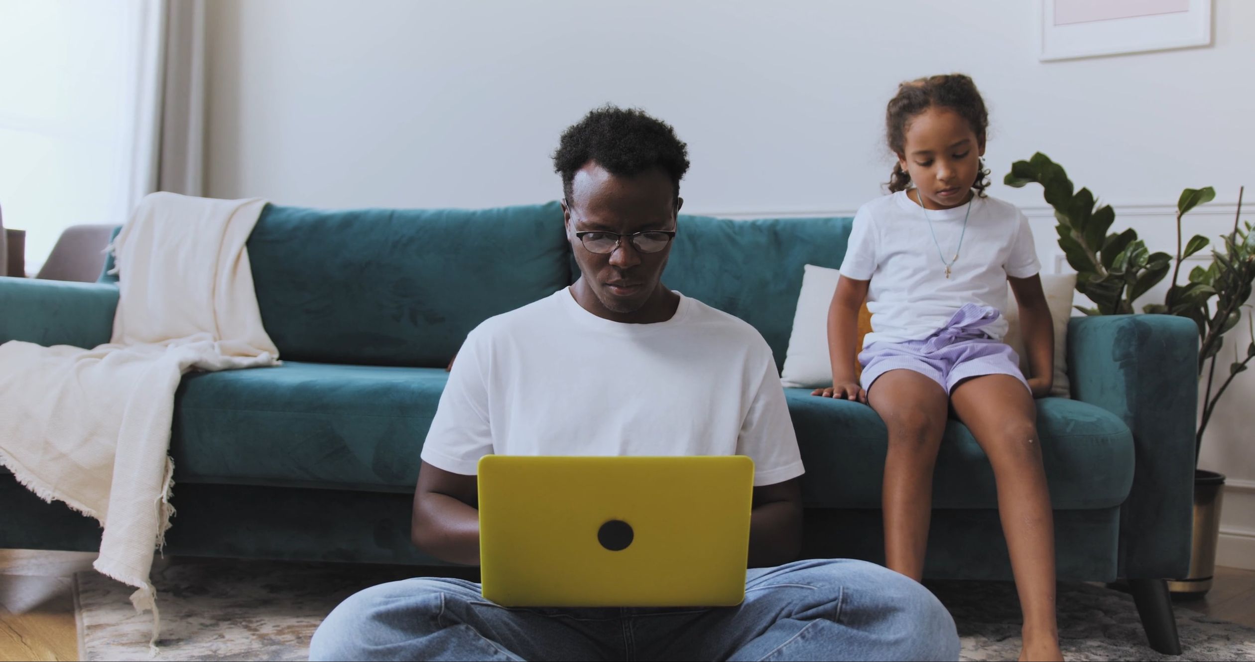 Man Using Laptop while Sitting on the floor Free Stock Video Footage ...