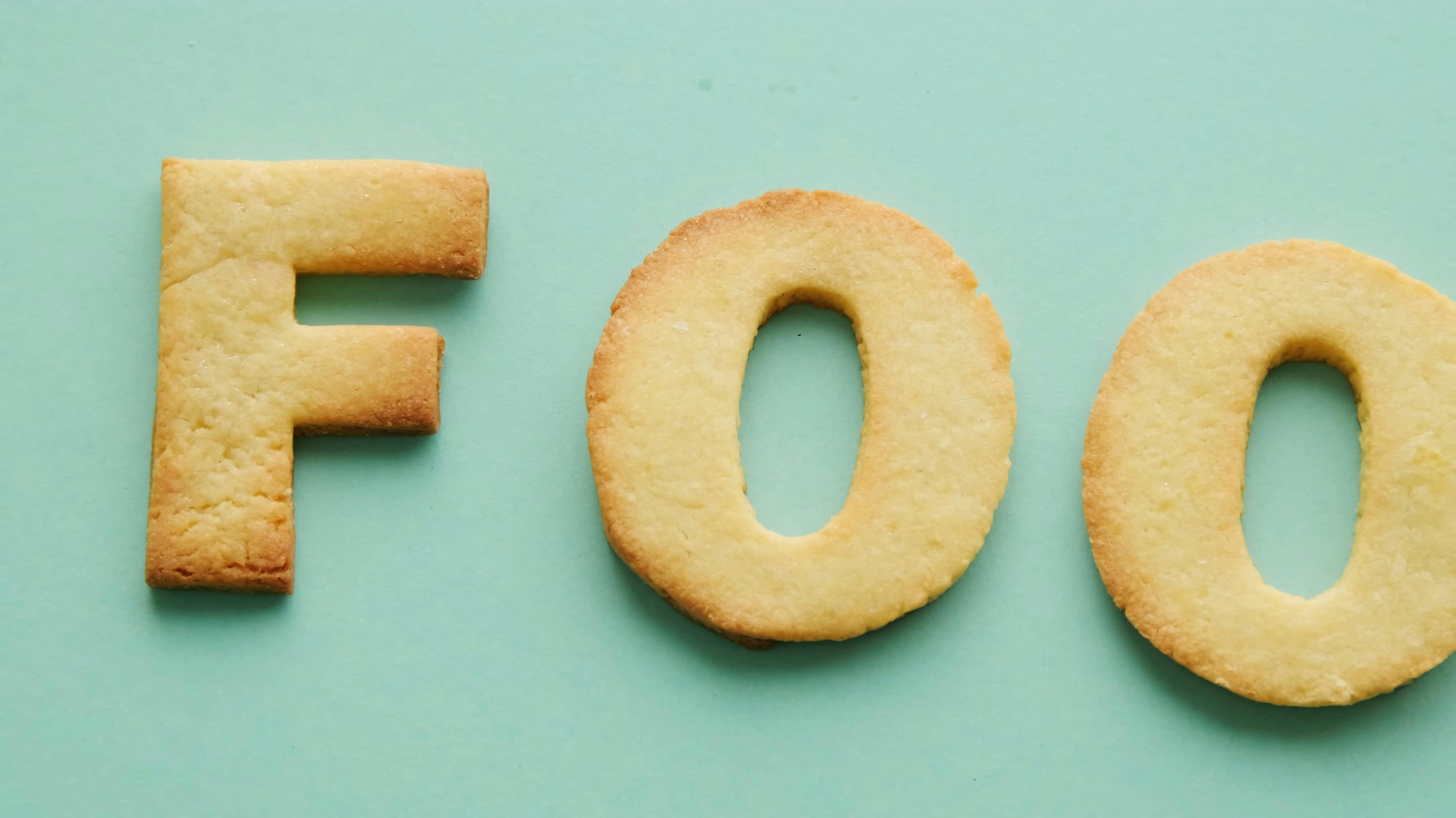 Letter Cookies Spelling Out the Word Food Free Stock Video Footage