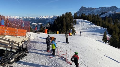 Skiers Skiing Downhill