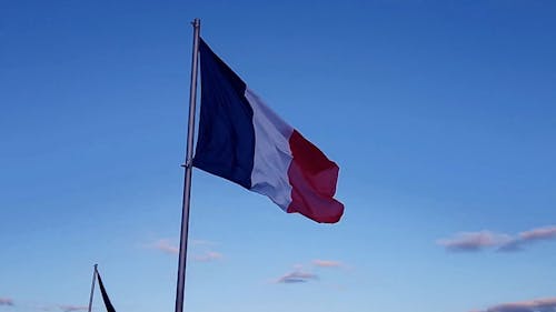 French National Flag Waving in the Wind