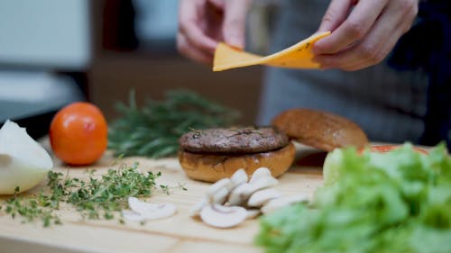 Chef Making a Chesseburger 