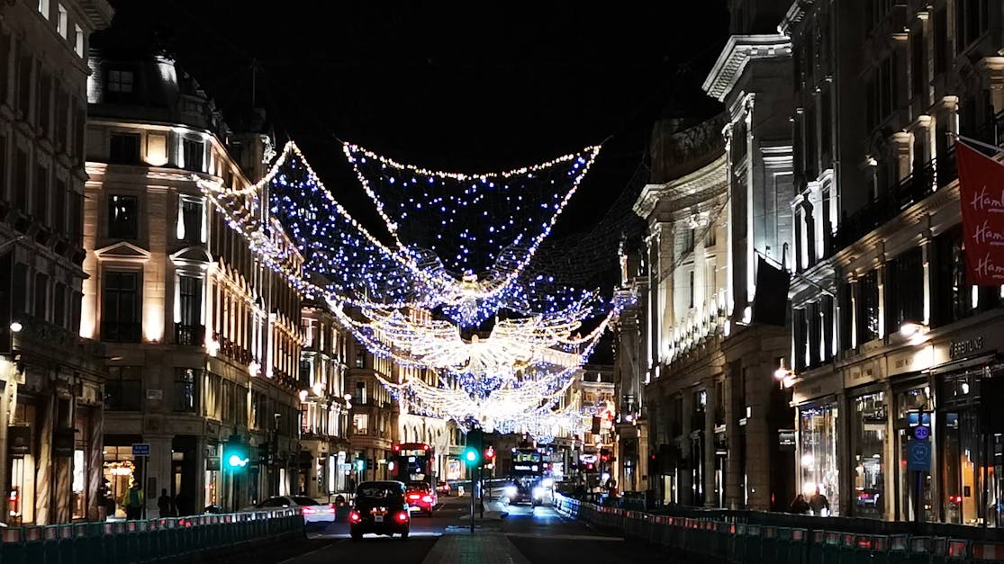 Wide View of Regent Street in London During Christmas Season Free Stock ...