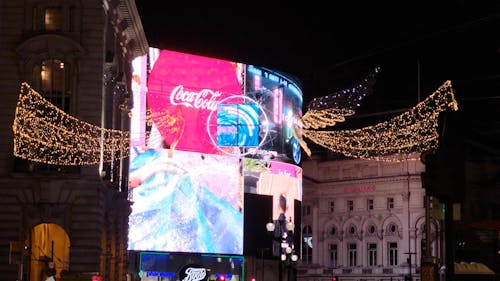 Video Of Christmas Lights Near Big Screen 