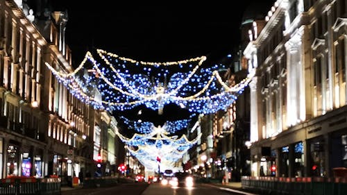 Video Of Street Illuminated By Angel Christmas Lights