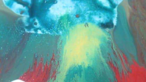 Close Up View of Flowing Colorful Liquid