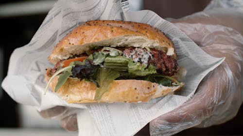 Close-up Shot of a Delicious Hamburger