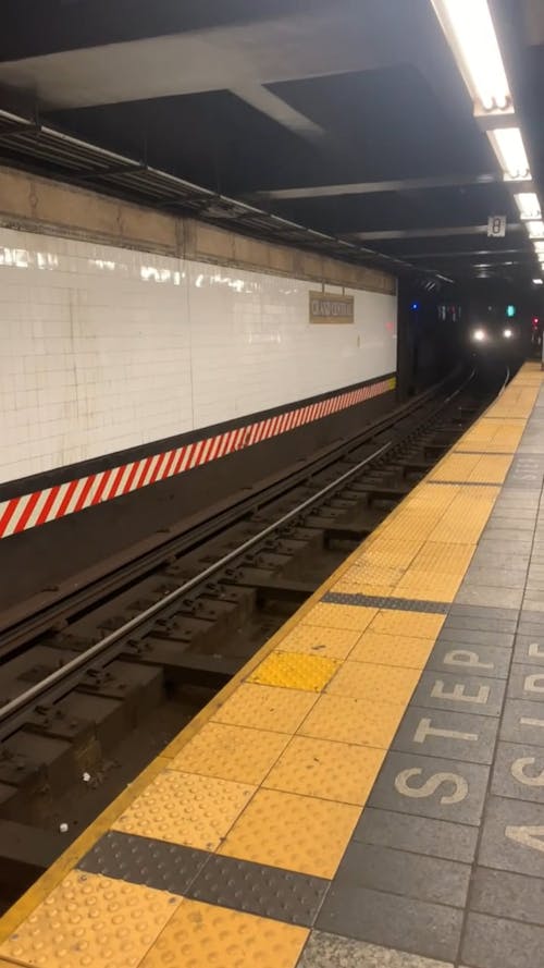 A Passing Metro Train at Station