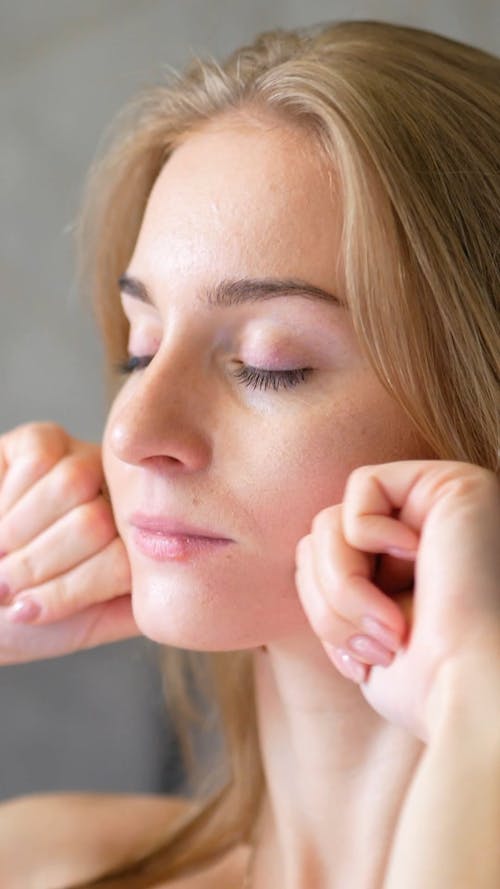 Close-Up Video Of Woman Doing Face Massage