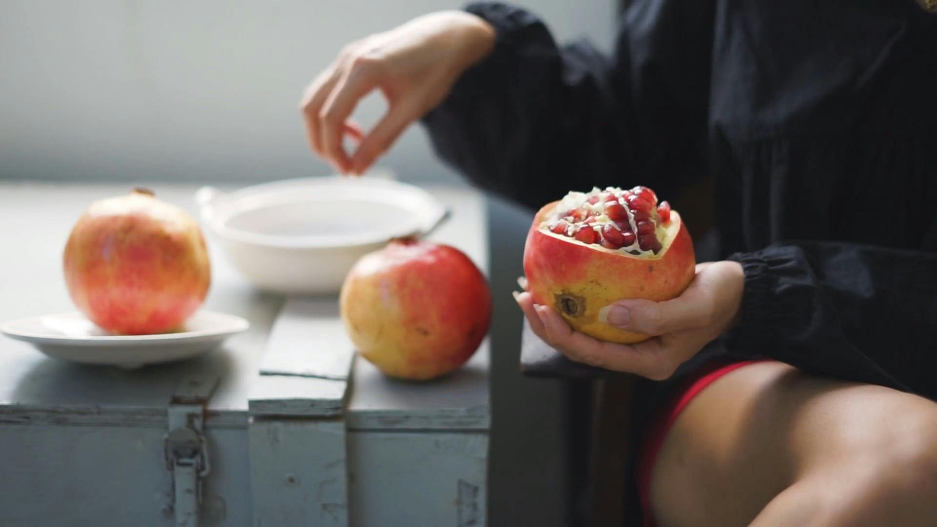 Breaking Open A Pomegranate Fruit · Free Stock Video