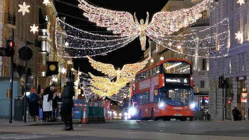 A Street Filled With Christmas Lights