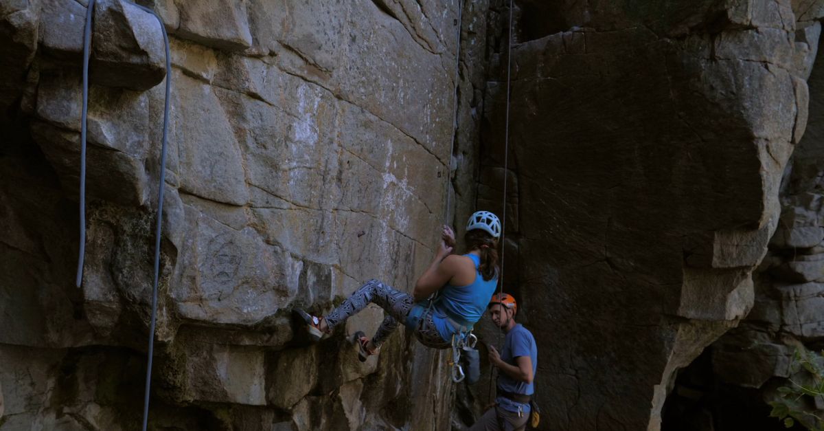 People Rappelling Down a Rock Formation Free Stock Video Footage ...
