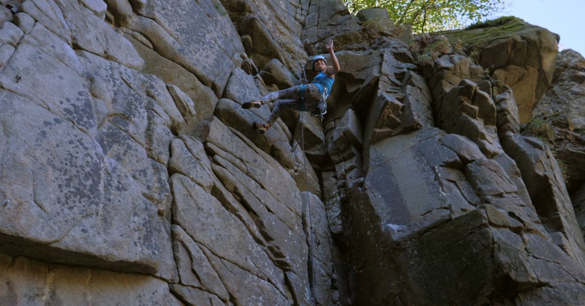 Female Rappelling Down a Rocky Mountain Side Free Stock Video Footage ...