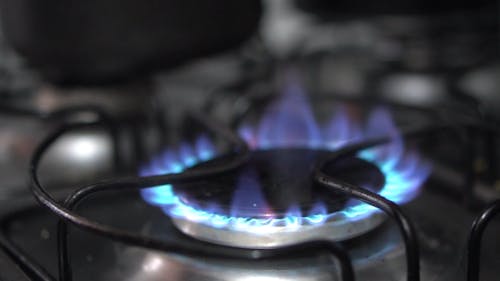 Close Up Shot of Fire on the Gas Stove