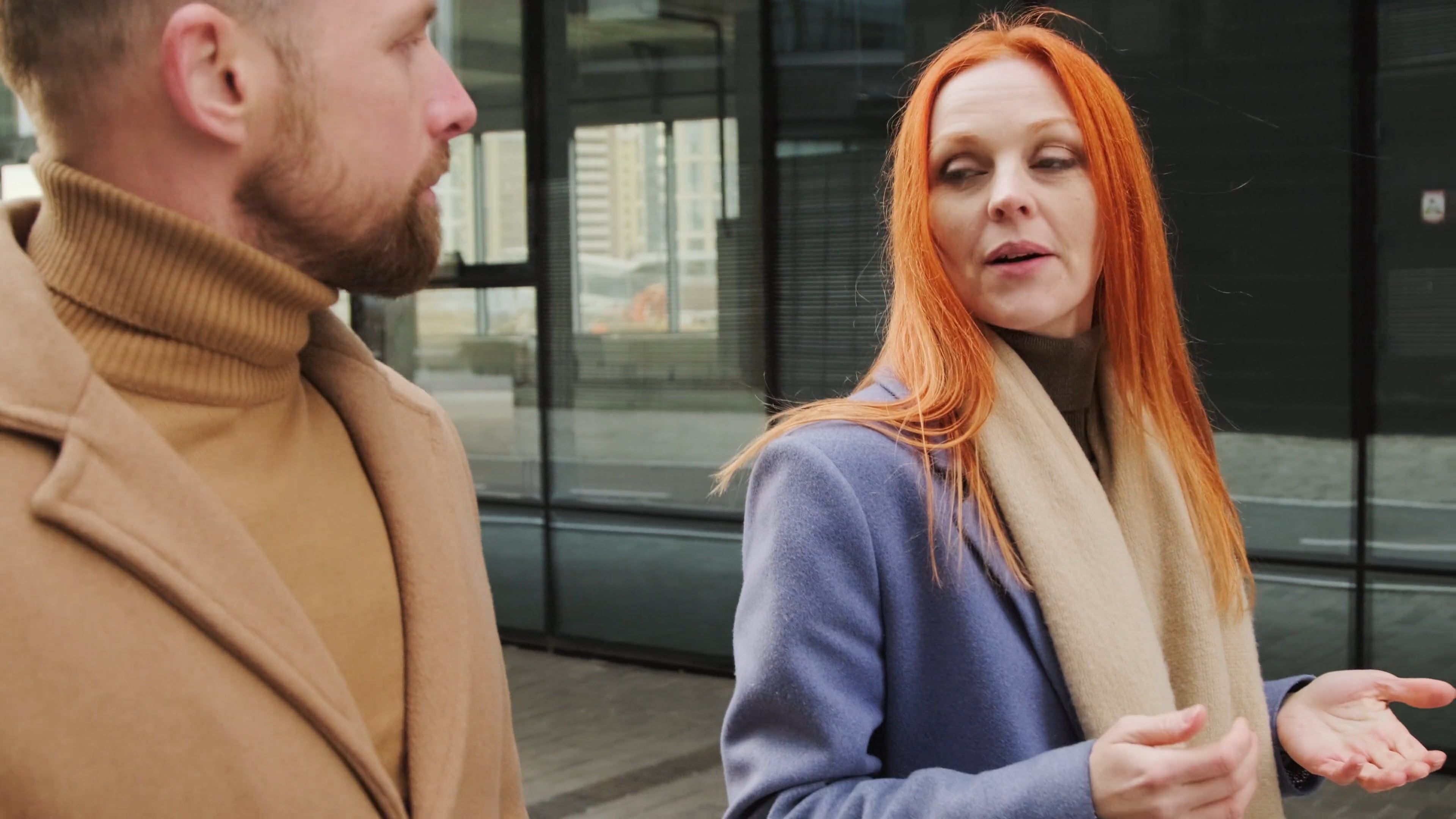 A Man and A Woman Talking While Walking in the Street Free Stock Video ...