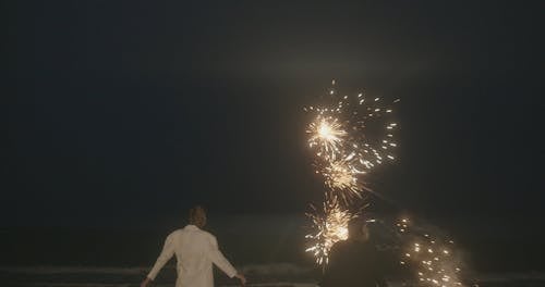 Two Women Enjoying The Fireworks