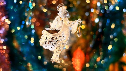 Angle Pendent Hanging with Bokeh Lights in Background