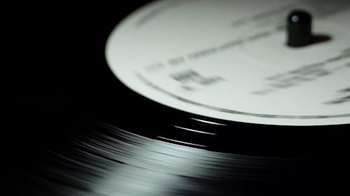 Close-Up Video of a Spinning Vinyl