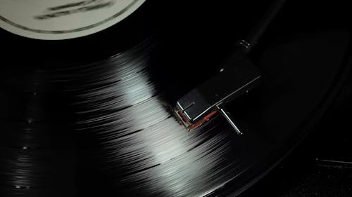 Close Up View of a Vinyl Playing in the Turntable