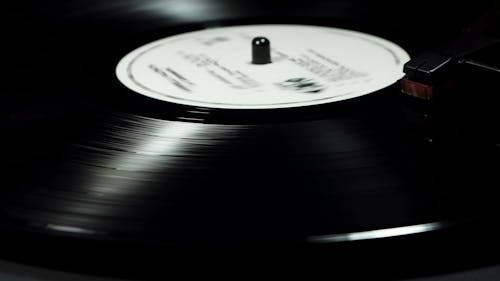 Close Up View of a Spinning Vinyl