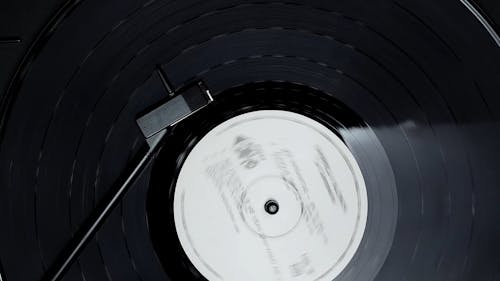 High Angle View of a Vinyl in a Turntable