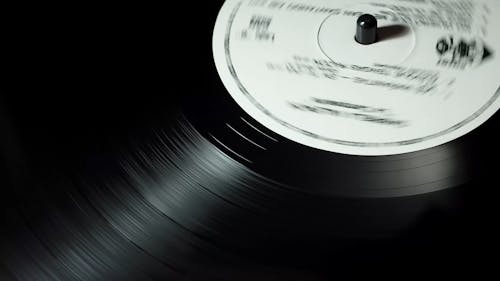 Tilt View of a Spinning Vinyl on a Turntable