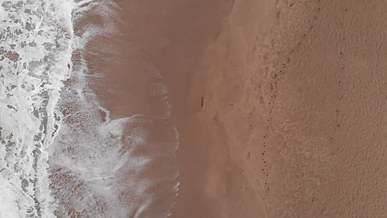 drone footage of waves in a beach
