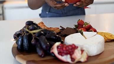 food preparation over a wooden tray