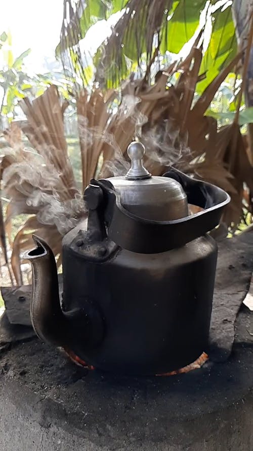 Boiling Water in Iron Kettle