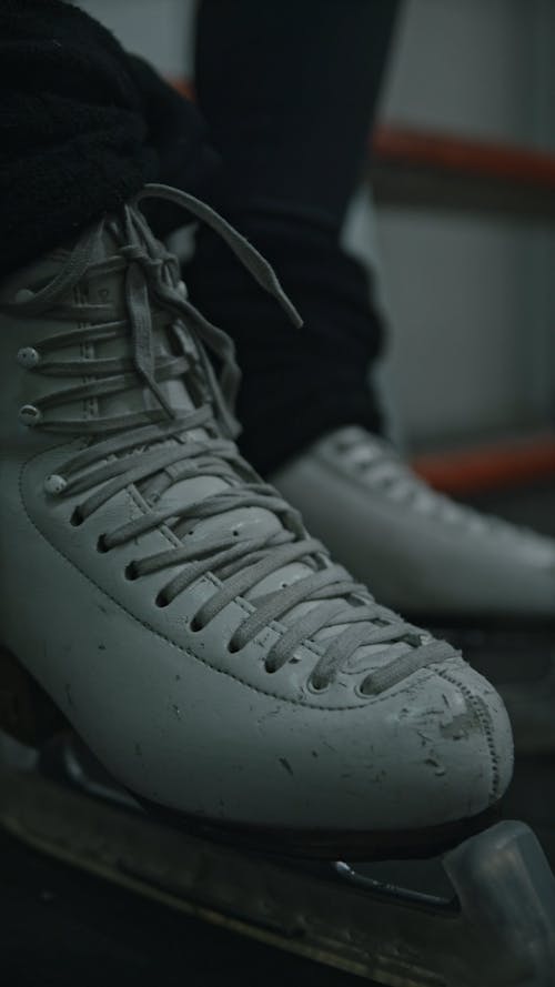 Close-Up View of an Ice Skating Shoes
