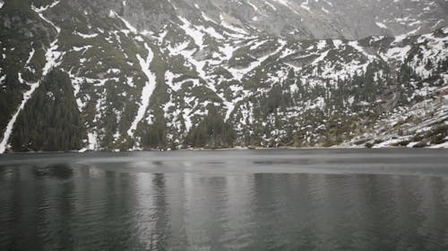 Calm Lake in the Foothills of Snow Capped Mountains