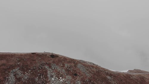 Drone Footage of Hikers Walking on Mountain Peak 