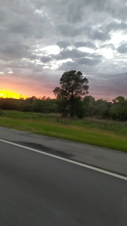 Sunset Seen From Inside a Moving Vehicle