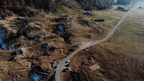 Aerial View of the Hills and the Road